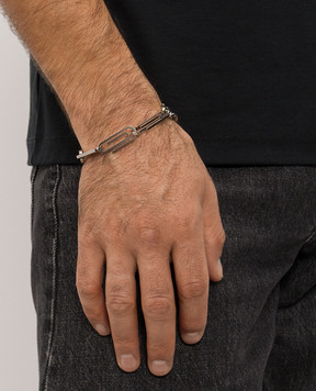 Off-White Silver Paperclip Bracelet OMOA110S26MET001
