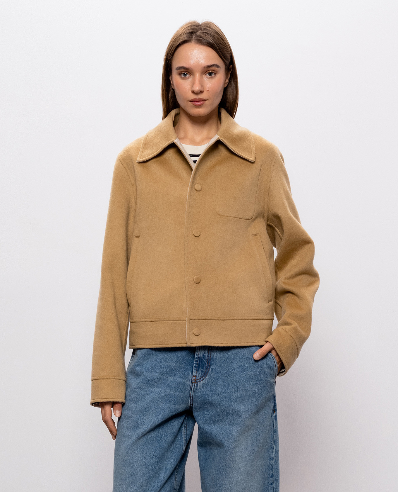 Beige wool and cashmere jacket Ami Paris 3