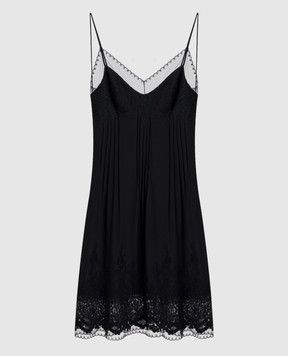 Ermanno Scervino Black silk dress with lace D482Q321APVKX