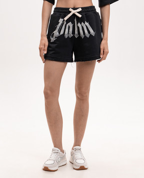 Palm Angels Black shorts with logo print PWCI017S26FLE001