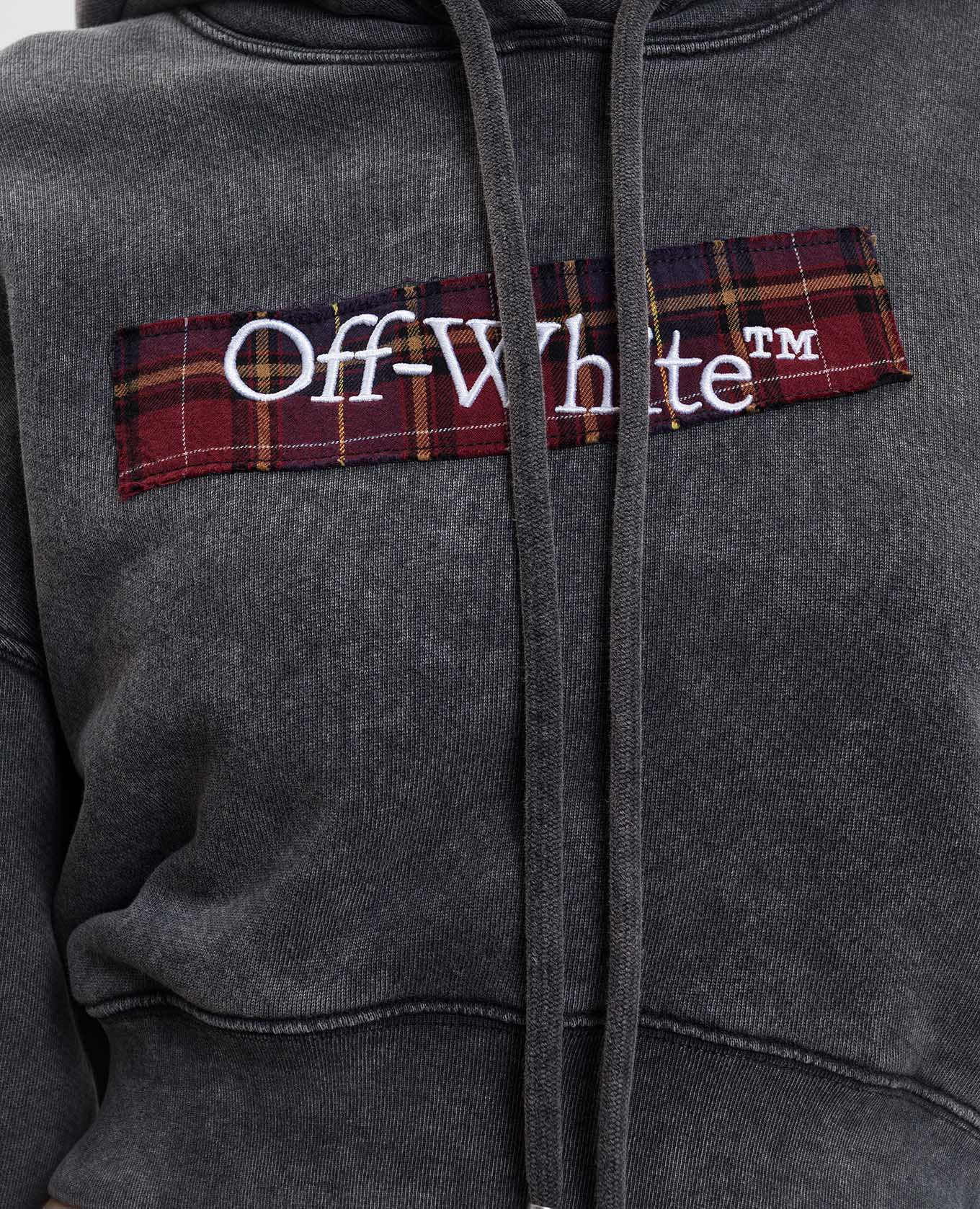 Bookish Crop Logo Hoodie in Grey Off-White 5