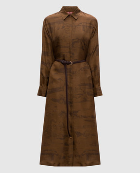 Max Mara Brown TSNOB silk shirt dress MSTSNOB
