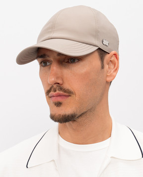 Agnona Beige cap with logo plate AK09U2XU6020