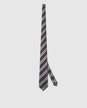 Brunello Cucinelli Gray striped silk tie MR8370018