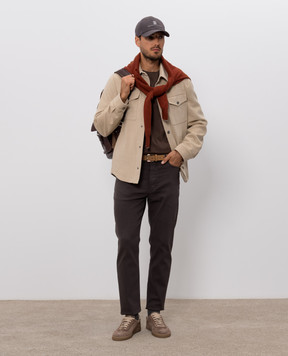 Brunello Cucinelli Brown jeans with a patch M277PO2090