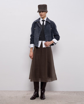 Brunello Cucinelli Brown silk skirt MF940G3877