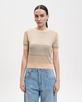Ermanno Scervino Beige top with patterned silk D485L754LWK