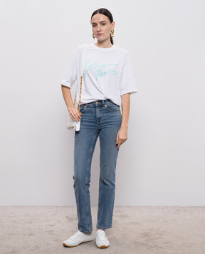 Balmain White T-shirt with logo GF1EG110BD41