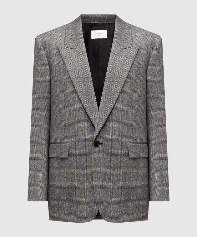 Saint Laurent - Gray checked wool jacket 837196Y5H54 - shop with