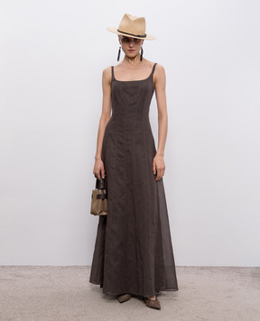 Brunello Cucinelli Brown maxi dress with monil chain M0F91A5477