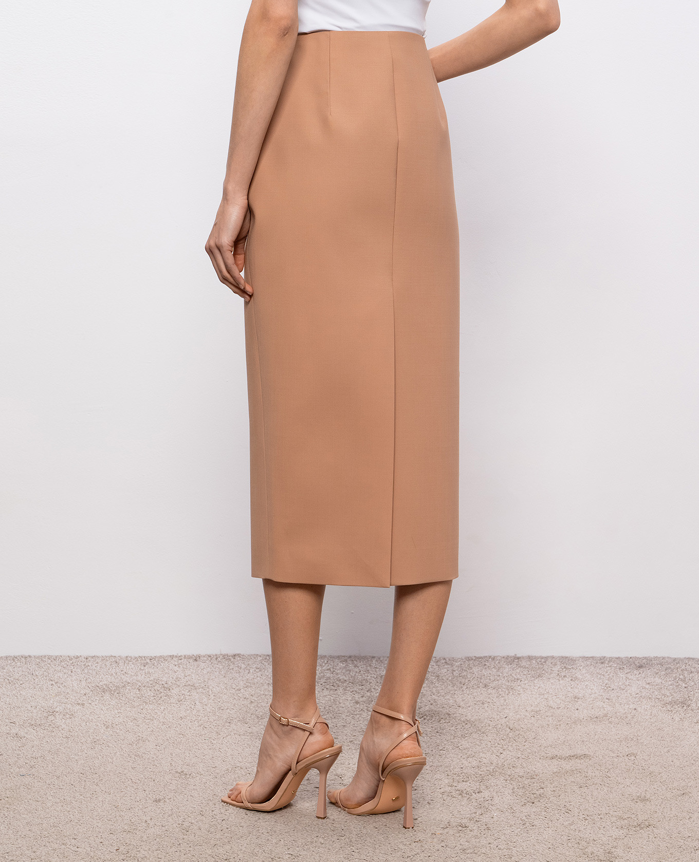 Brown pencil skirt midi with wool Thierry Mugler 4