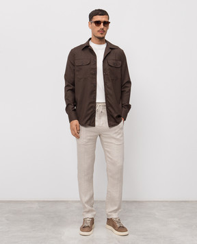 Doriani Cashmere Brown wool and silk shirt DOSLIDR42T196