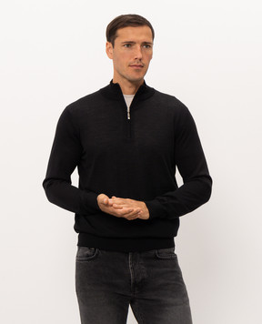Doriani Cashmere Black wool, silk and cashmere jumper with zipper 1818179