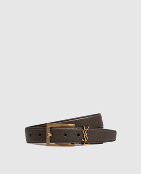 Saint Laurent Brown leather belt with monogram logo 789588AACYT
