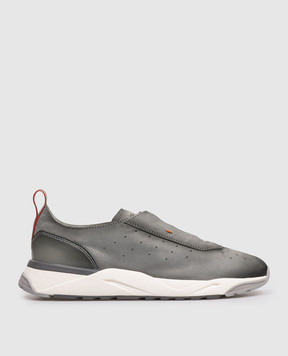 Santoni Gray nubuck sneakers MBIM22032BGRTFEH