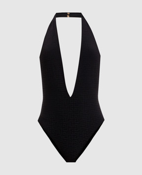 Balmain Black swimsuit with PB Labyrinth pattern BKBKD2200