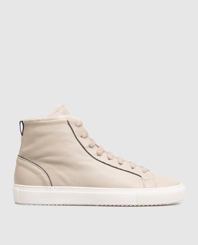 Doucal's Beige leather high-tops with fur DD8933JESSUM281