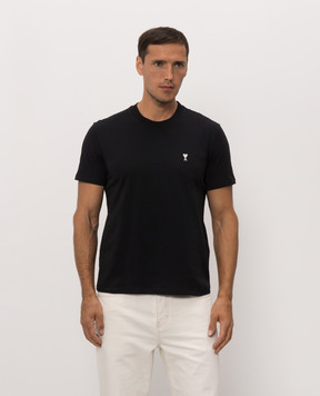 Ami Paris Black T-shirt with embroidery HTS346724