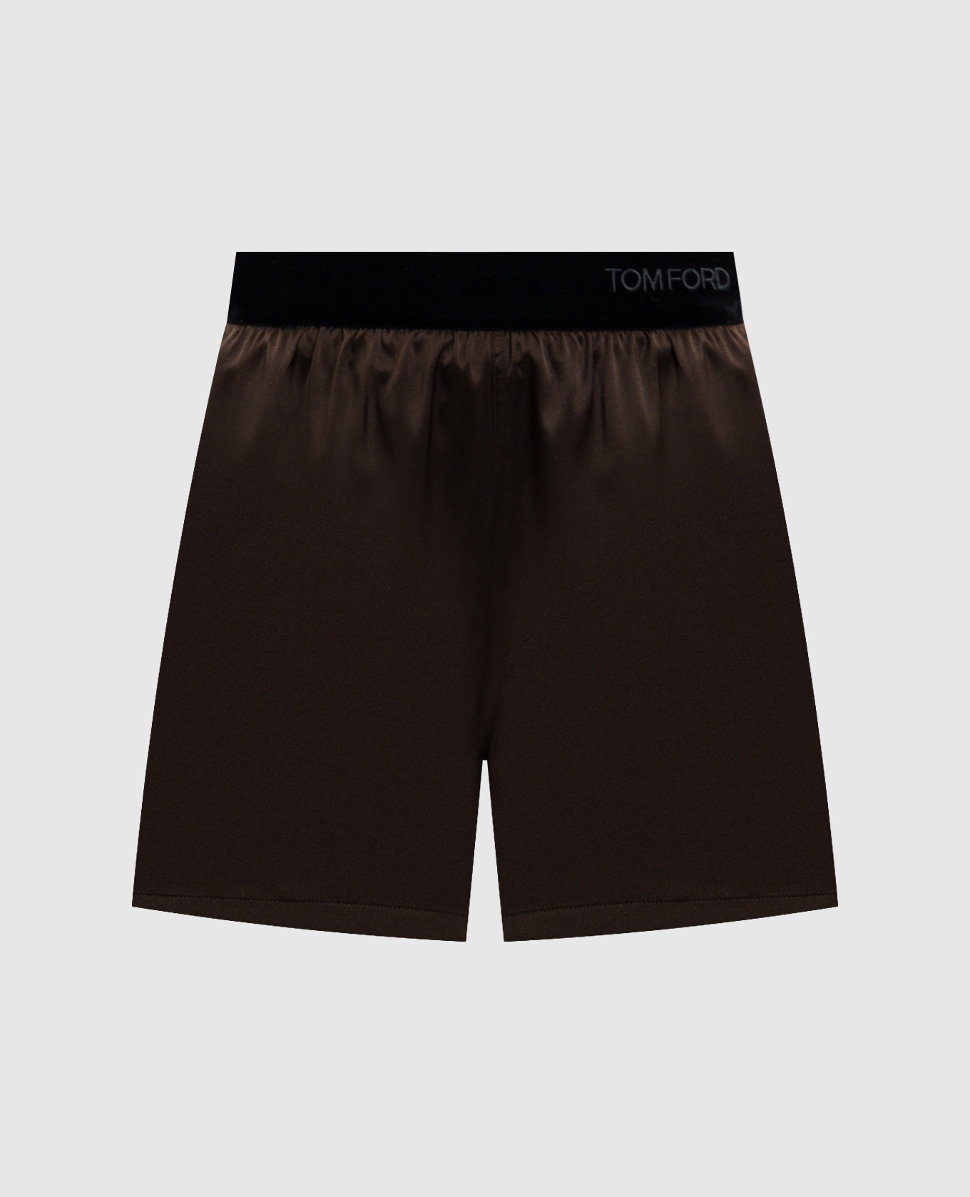 Brown silk shorts