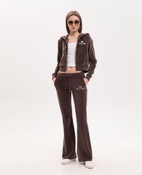 Sporty & Rich Juicy brown velour sports jacket CA046716689BR03