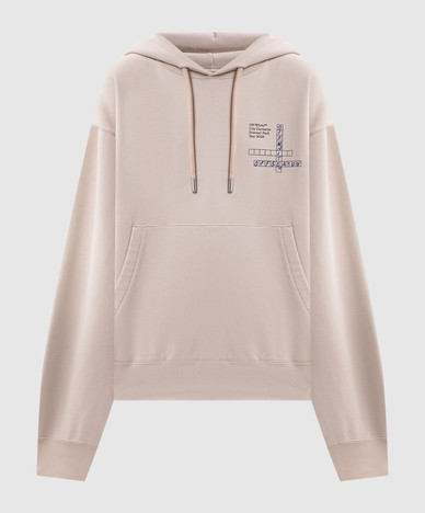Beige hoodie with branded print