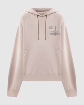 Off-White Beige hoodie with branded print 29E00752T