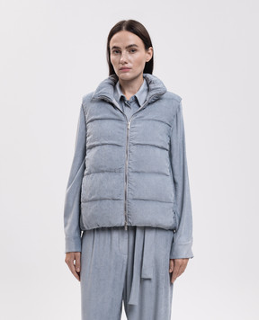 Peserico Blue corduroy down vest A0347502246
