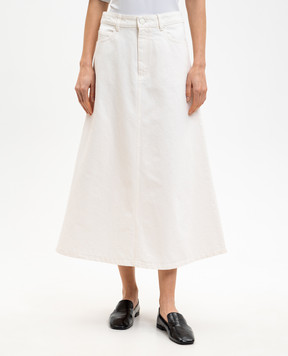 Ami Paris White denim midi skirt FSK467DE0126
