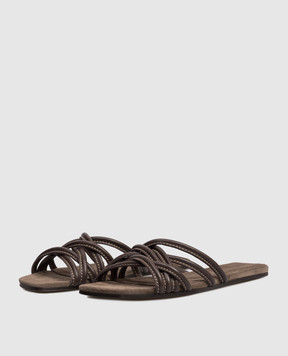 Brunello Cucinelli Brown leather flip-flops MZGAC3239