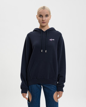 Off-White Blue hoodie with Driper Watercolor Arrow print 2BB064S26FLE003