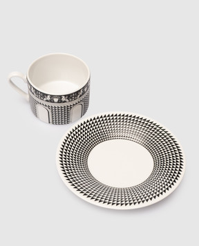 Fornasetti White porcelain tea set Facciata Quattrocentesca with cup and saucer P39X200