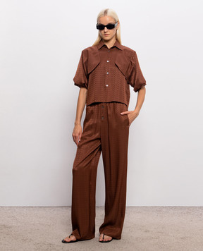 Maison Margiela MM6 Brown pants with logo pattern S52KA0529M36007