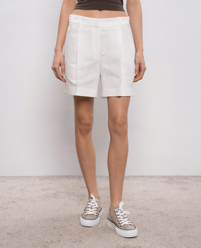 Brunello Cucinelli White linen shorts with chain MH527P8923