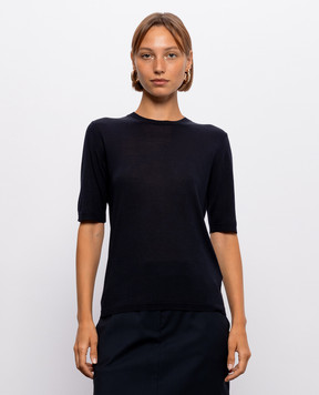 Max Mara Blue silk and cashmere top MXMACETI