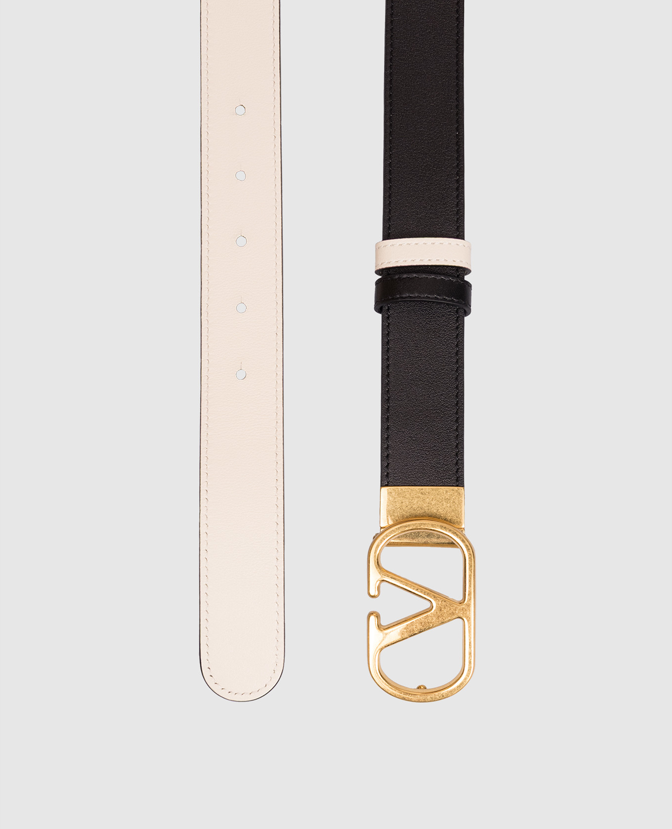 

Reversible leather belt with emblem Valentino, Black