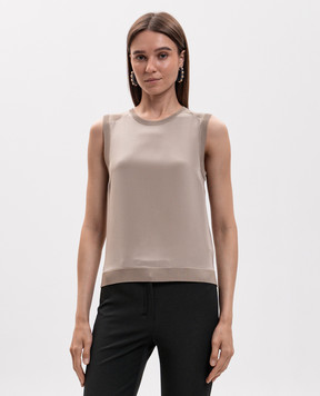 Max Mara Beige GINSENG silk and cashmere top MXMGINSENG