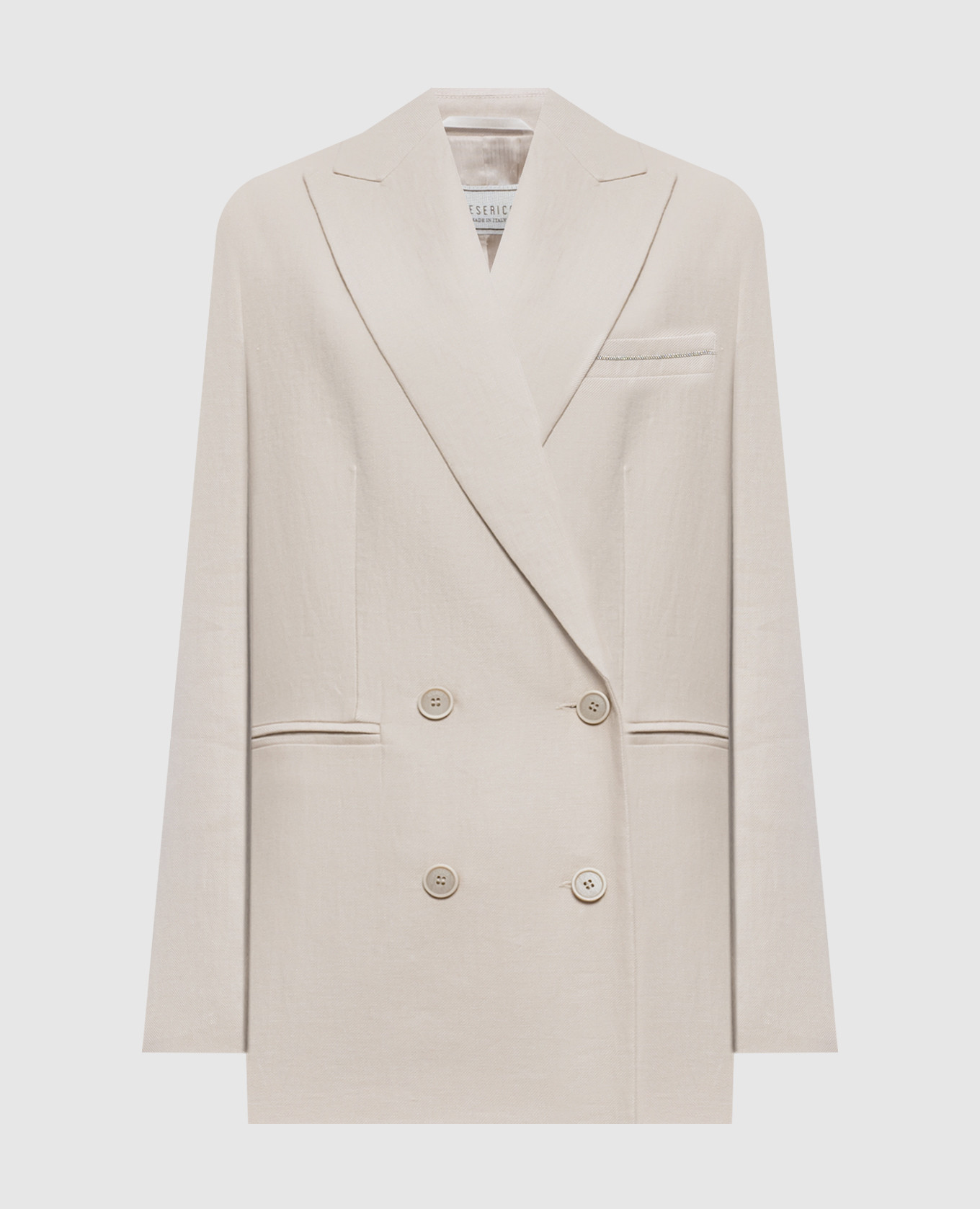 Beige double-breasted linen jacket