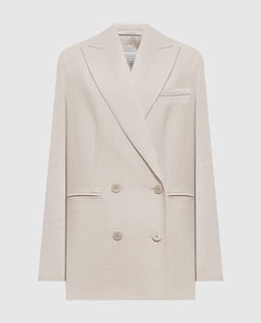 Peserico Beige double-breasted linen jacket A0119902606