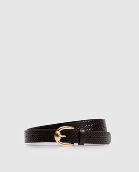 Brunello Cucinelli Dark brown embossed leather belt MAUEH265