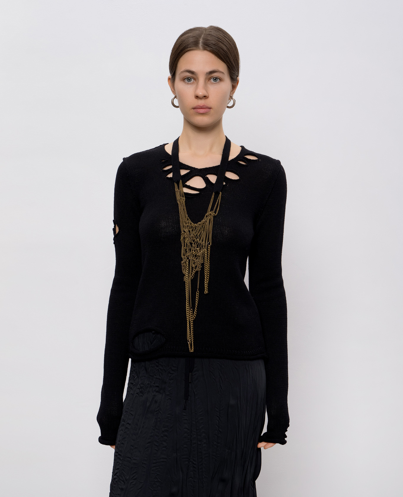 

Black merino wool jumper with chain Masnada
