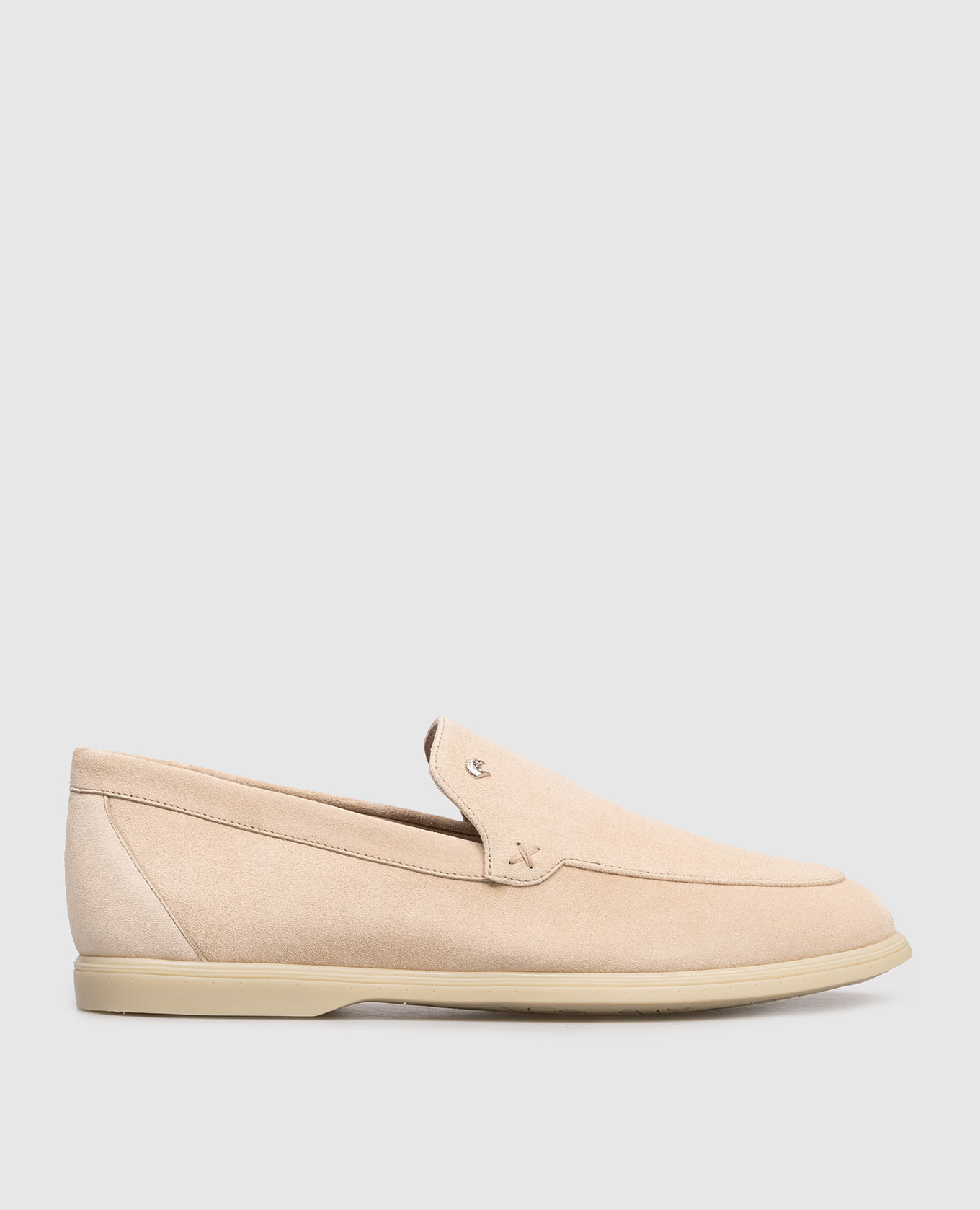 

Beige suede loafers with emblem Stefano Ricci