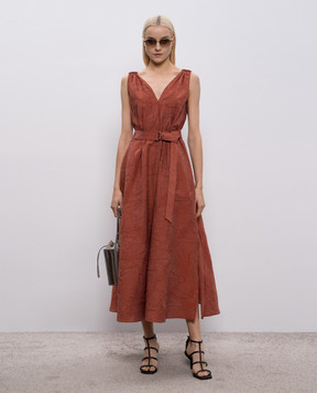 Brunello Cucinelli Brown midi dress with a pattern MQ988A5092