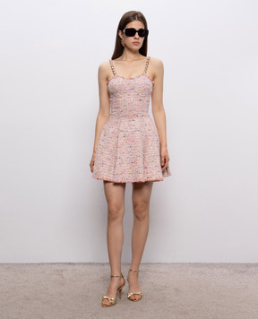 Balmain Pink tweed mini dress HF1R2302XM17