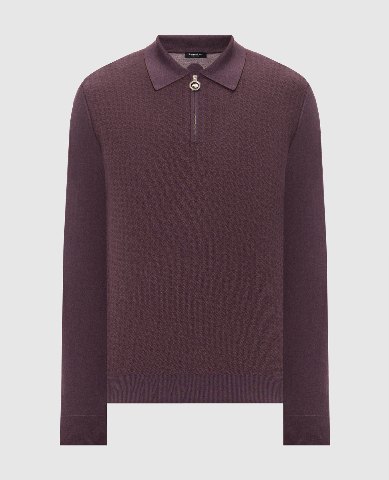Purple cashmere and silk polo shirt