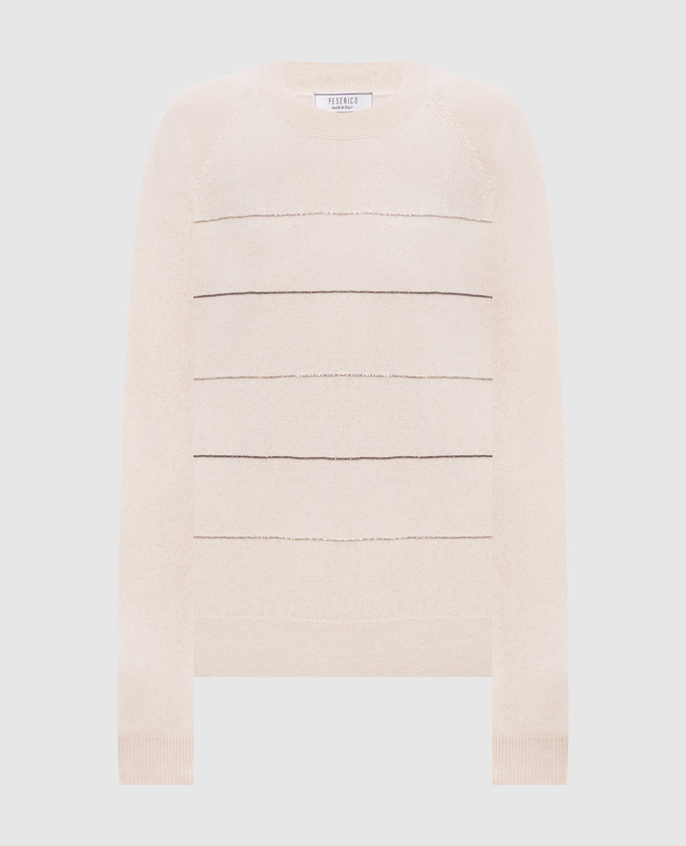 Beige wool, silk and cashmere jumper with monil chain