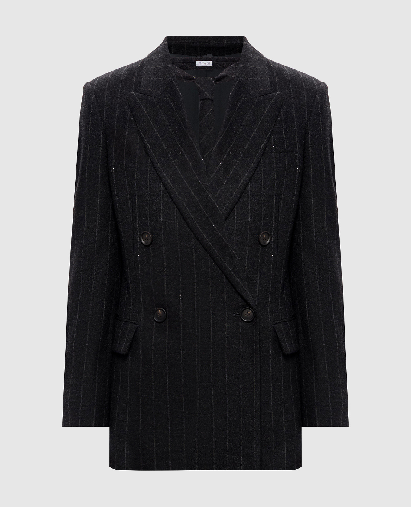 Veste en laine à rayures gris foncé
