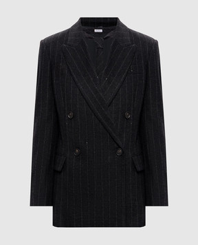 Brunello Cucinelli Dark gray striped wool jacket MG5767357