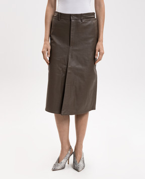 Victoria Beckham Brown leather skirt 1426LSK007677A
