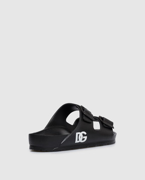 Dolce&Gabbana Children's black flip-flops with DG logo monogram DD0324A51032836
