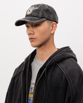 Juun.j Gray Metamorphosis cap with applique JC628BP035